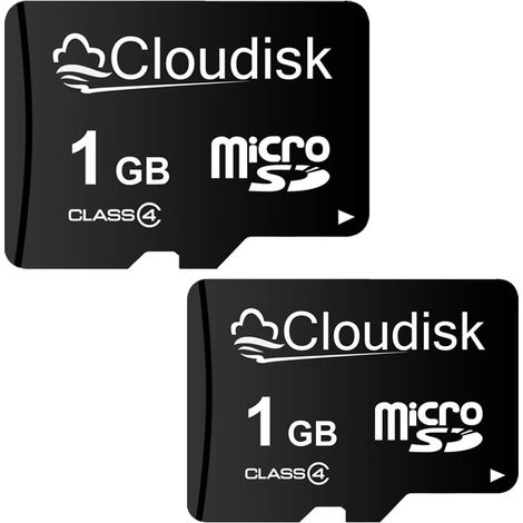 Pack de 2 Cartes Micro SD de 1 go Carte mémoire microSD Class4 avec Adaptateur SD (1 go) (1/4)