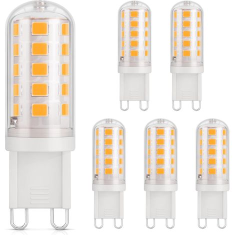 Ampoule LED G9 3W, équivalent 30W halogène, Blanc chaud 2700K, 410lm, CRI 85, Non-dimmable, 230V, Économie d'énergie,  Culot G9 Standard, 6 Pièces (1/5)