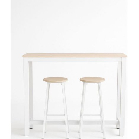 Mesas Bar - Set Bar Mesa Alta + 2 Taburetes Tycon - Blanco (1/5)
