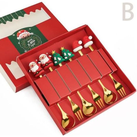 Ensemble de couverts - - Six pièces - Doré - Cadeau de Noël - Décoration de table (1/4)