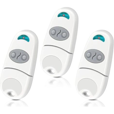 Telecommande Porte de Garage, Telecommande Portail, 2 Canaux, 433,92 MHz, Compatible avec 433MHz Telecommande EV, NA, EE, Lot de 3- Blanc