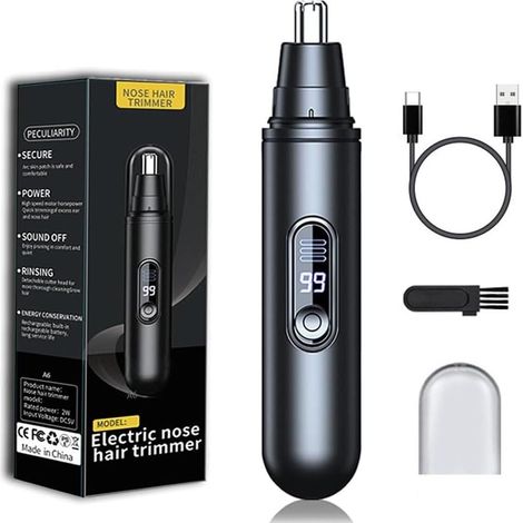 Nose and Ear Trimmer with USB Rechargeable LCD Screen, Nose Shaver for Men and Women, Nose and Ear Hair Trimmer for Beard Mustache (1/5)