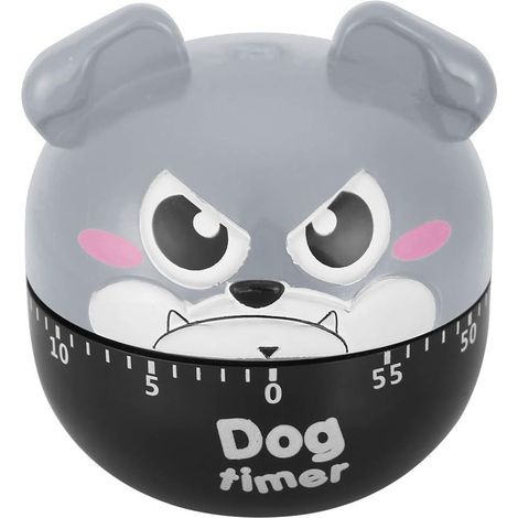 Timer da cucina meccanico da 2 pezzi, simpatico cane, contatore manuale, materiale ABS di alta qualità, facile da usare per cucinare in casa, cuocere al forno, friggere, uova, (grigio) (1/5)