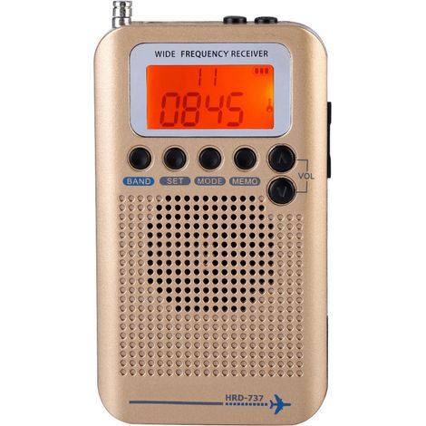 Récepteur radio VHF portable à bande complète pour aéronefs (Or)