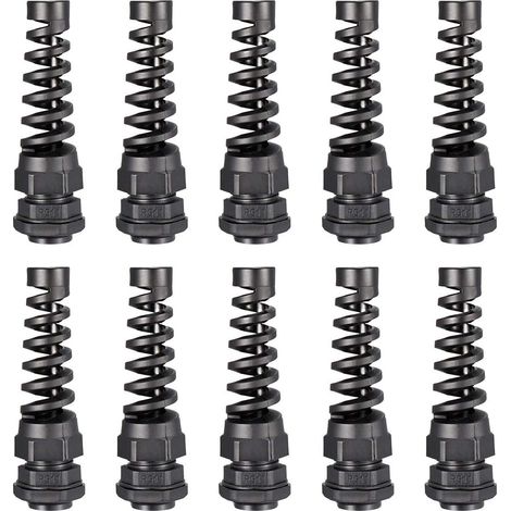 PG11 Presse-étoupe Câble Glande Imperméable Nylon Joint Réglable Contre-écrou avec Décharge Traction pour 5-10mm Diamètre Fil,10Pcs (1/3)