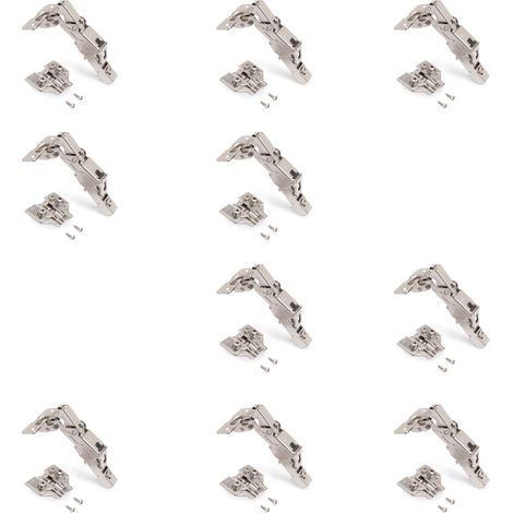 EMUCA Lot de 10 charnières droites X91 ouverture 165º avec fermeture amortie et embases Eurovis avec réglage excentrique (1/4)