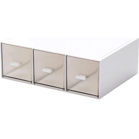 Organiseur de tiroir de bureau, tiroirs de rangement empilables, organisateurs de bureau en plastique blanc, idéal pour le bureau, l'école, la maison – Grand 3 tiroirs (blanc) (1/5)
