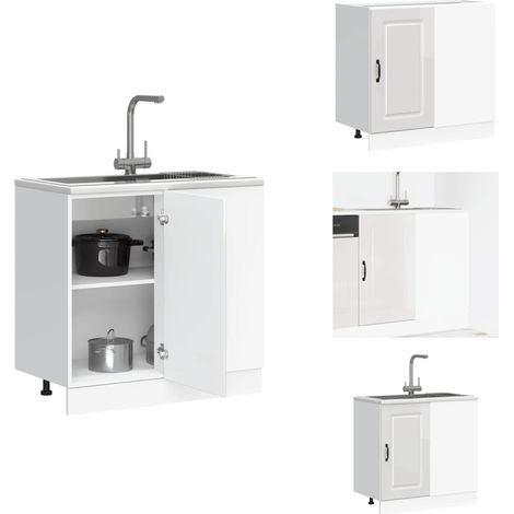 Küchenunterschrank Kalmar Hochglanz-Weiß Holzwerkstoff - Küchenunterschrank - Küchenunterschränke - Spülenunterschrank - Unterschrank Für Küche (1/5)