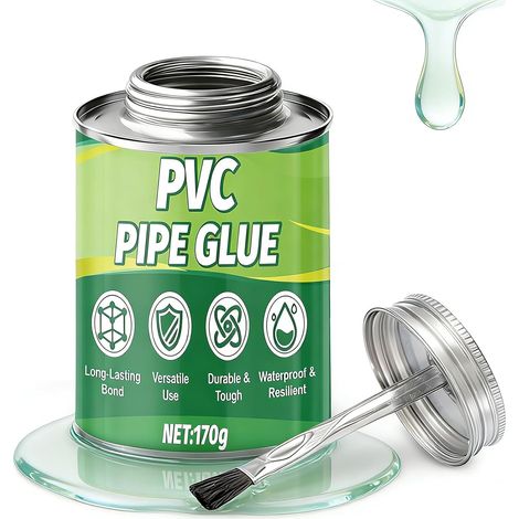 Colle PVC Plomberie, Colle Plastique, 170 g, Étanche et Résistante (1/5)