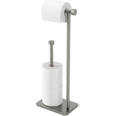 Cappa Support Porte-Papier Toilette avec réserve, autoportant, Nickel (1/5)