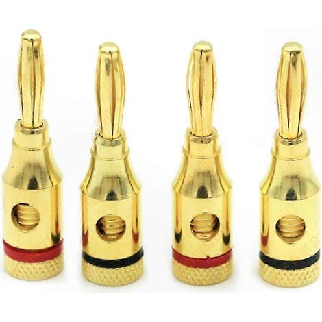 4pcs Connecteurs Banana Jack Dorés à Vis Ouverte pour Câble Enceinte, Plaques Murales Home Cinéma (1/5)