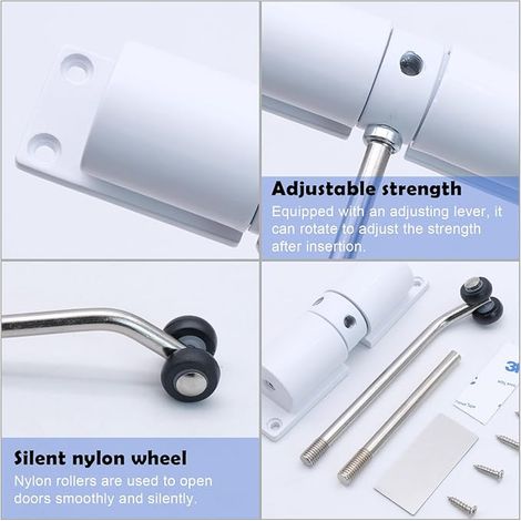 Door Closer, Zinc Alloy Adjustable Spring Door Closer with Screw and Adjustment Lever, Interior Door Closer for Home Office Bedroom Maximum Load (1/3)