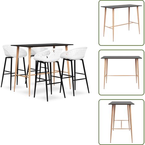 Ensemble de bar 5 pcs Noir et blanc - Ensemble De Bar - Mobilier De Salle À Manger - Table De Bar - Tabourets De Bar - Meuble Moderne (1/5)