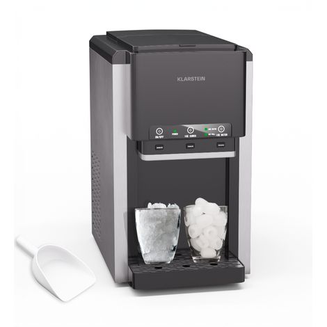 Klarstein – Machine à glaçons 3-en-1 – 20 kg/24 h – 12 glaçons en 6 à 9 min – Réservoir 6 L – Acier inoxydable – Distributeur d'eau