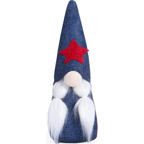 Gnome - Décor Patriotique 4 Juillet - Figurine Naine Assise Sans Visage - Pour Intérieur Extérieur - 1 Pièce