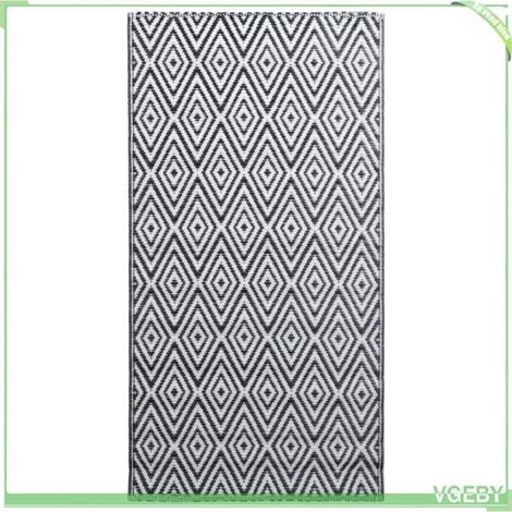Tapis d'extérieur - FAFEICY - ARAKIL - Blanc et noir - 80x150 cm - Polypropylène (PP) (1/5)