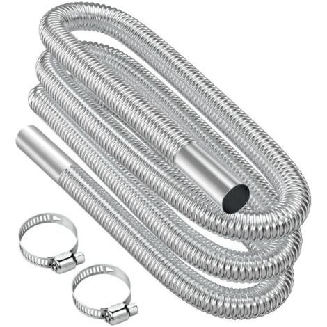 Tuyau d'échappement, 300cm Portable Flexible Tuyau d'échappement en Acier Inoxydable avec 2 Colliers en Acier IOnoxydable, Tuyau d'Echappement de Voiture(25mm) pour Chauffage Diesel Voiture