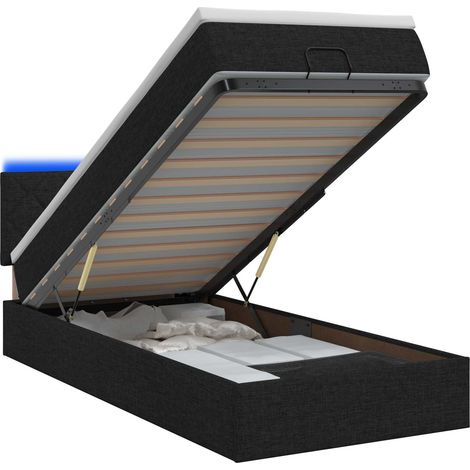 Maison Exclusive - Lit coffre avec matelas et LED Noir 100 x 200 cm Tissu (1/5)