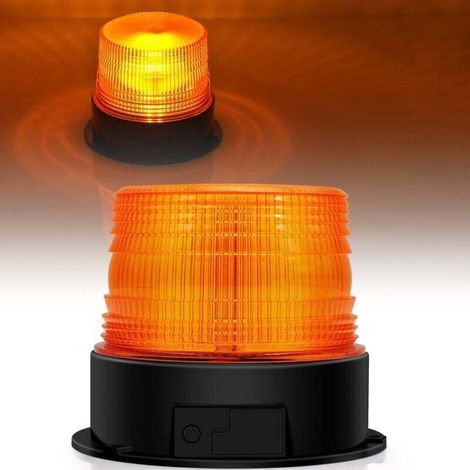 Wiederaufladbare, kabellose LED-Rundumleuchte (12–24 V), orangefarbenes Blitzlicht, magnetische Notfallblinkleuchte für Auto, Fahrzeug, Traktor, SUV
