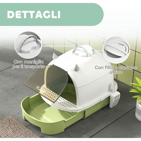 Litière pour chat fermée, bac amovible avec pelle et filtre charbon actif, multicolore (1/5)