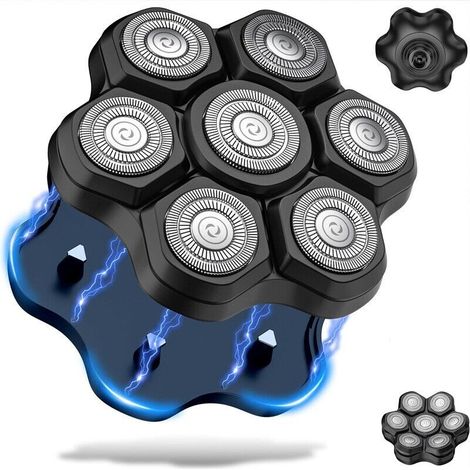Tete De Rasage Replacement - 7 Lames Rotatives Etanches Double Anneau - Pour Rasoir Electrique Crâne - 1 Piece (1/5)