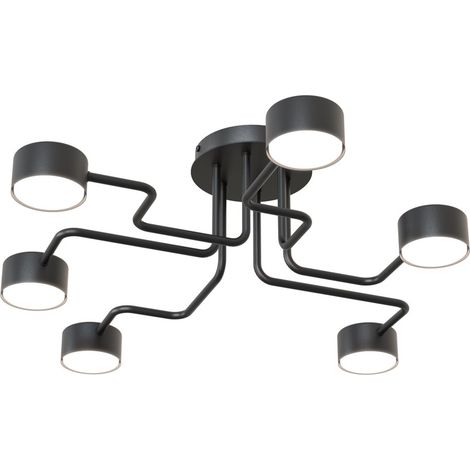 Plafoniera moderna nera bracci irregolari 6xGX53 KURAGE Emibig (1/5)