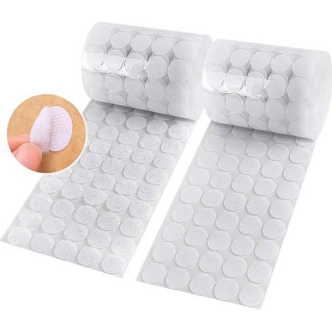 400pcs (200 Pair Sets) 10mm Diameter Sticky Back Hook, Self Adhesive Dots Loop Tapes for DIY Crafts Office Classroom (White) (1/5)