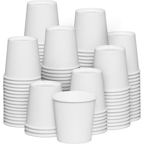 Comfy Package [300 pièces] 250 ml Tasses en papier blanc de, petites, jetables pour la salle de bain, espresso, gobelets de bain de bouche (1/5)