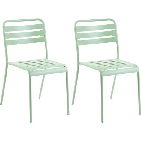 Lot de 2 Chaises de Jardin en Métal Sans Accoudoirs Empilables Vert Lefkada (1/5)