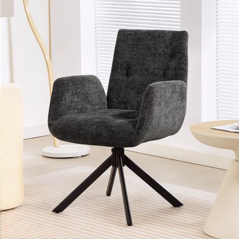Polstersessel, Akzentsessel, modernes Design, drehbar, bis 120 kg, Schwarz