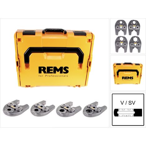 Set pinces à sertir Mini profil V 15+18+22+28 – Mâchoires arrondies CNC – Pour sertisseuse radial REMS Mini-Press