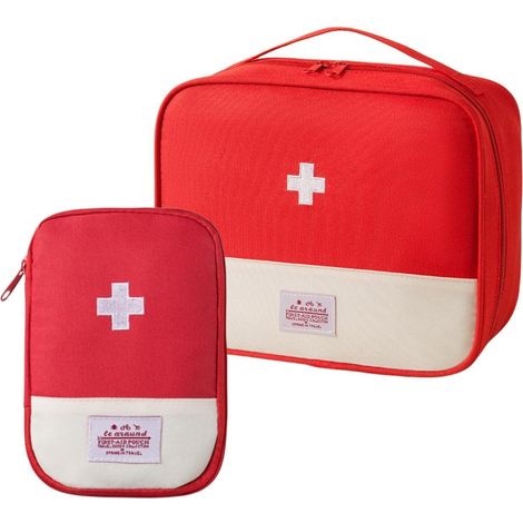 Erste-Hilfe-Tasche 2er-Set, wasserdicht, für Reisen, Camping, Zuhause, Rot