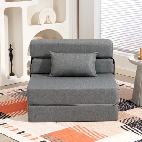 1-Sitzer-Klappsessel mit Kissen, Belastbarkeit 120 kg, 210 x 80 x 15 cm, grau (1/5)
