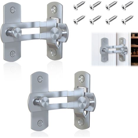 Ferme Porte Coulissante - Serrure À Levier En Acier Inoxydable 90° - Pour Porte De Grange Garage Salle De Bain Jardin - Lot De 2 (1/5)
