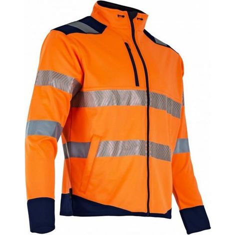 LMA – Gilet haute visibilité bicolore orange/marine – Déperlant, respirant, régulateur d’humidité – Bandes rétro réfléchissantes – Taille M (1/6)