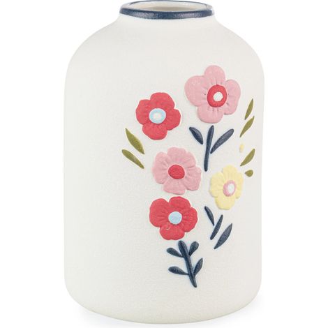 Vaso Floryn tortora/weiß mit Blumen ø13,5x19,2
