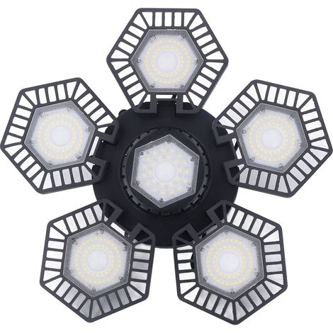 Lampe de plafond LED 120W pour garage, 5 panneaux pliants, atelier, entrepôt, AC 85-277V, éclairage de travail industriel. (1/5)