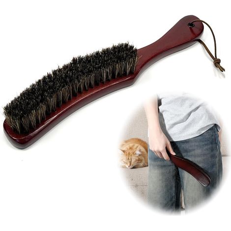 Spazzola per abiti, spazzola per pelucchi, con setole morbide di vero crine di cavallo e manico in legno, ideale per cappotti, scarpe da uomo, giacche, cappelli da cowboy, peli di animali domestici e (1/5)