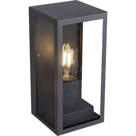 Lámpara de exterior Lámpara de pared Lámpara de pared Lámpara de jardín Lámpara de exterior Lámpara de pared de casa Garaje, vidrio IP44 negro, 1 enchufe E27, Al x An 23,6x11,3 cm (1/5)