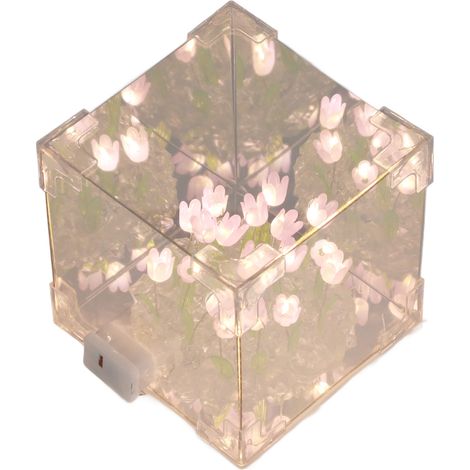 Lampe miroir cube tulipe 2 en 1, veilleuse LED décorative, faite main, à monter soi-même, pour un anniversaire entre amis, violet (1/5)