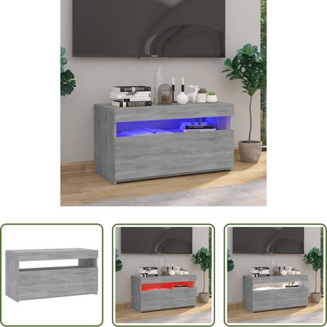 vidaXL LED-Beleuchtung - TV-Schrank mit LED-Leuchten Grau Sonoma 75x35x40 cm (1/5)