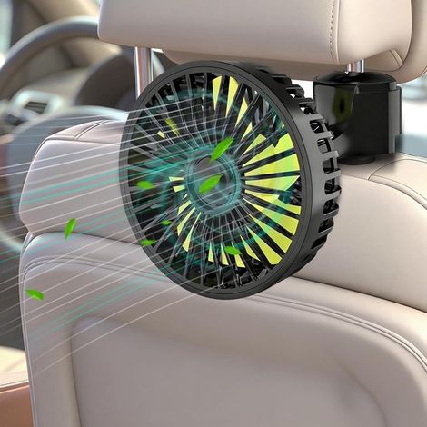 Autolüfter 12V/24V USB Leiser Rücksitzlüfter 360° drehbar 3 Geschwindigkeitsstufen (1/5)