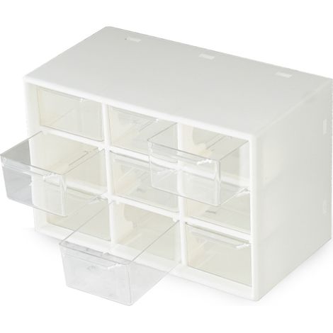 Irovami Boîte de rangement pour pièces en plastique à 9 tiroirs, quincaillerie et meuble de rangement pour loisirs créatifs, fixation murale (1/5)