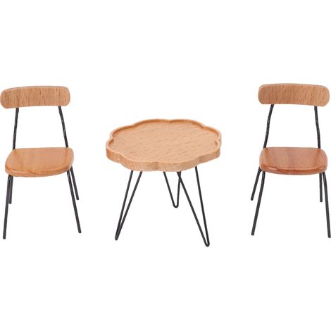 Table Chaise Jardin Miniature 1:12 Maison de Poupée Meubles en Bois Décor Accessoire (1/5)