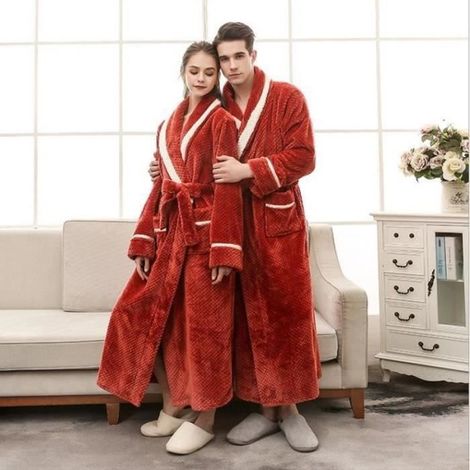 1PCS Peignoir de Bain pour Femme et Homme avec tailleXXXL Brun rouge (1/3)
