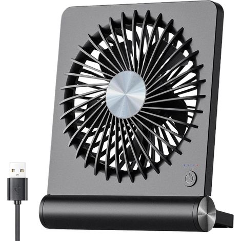 Ventilateur De Bureau Compact Silencieux,USB Rechargeable Inclinaison 220° 3 Vitesses Réglables,Petit Ventilateur de Voyage - Pour Intérieur Maison Chambre Dortoir Bureau Table Voyage Extérieur Plage