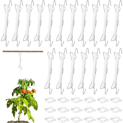 Il set di ganci per pomodori include 18 ganci in metallo, 18 clip per piante e una corda da 10 metri. (1/5)