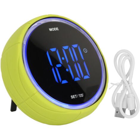 Minuteur de cuisine multifonctionnel avec lumière d'ambiance, batterie rechargeable 1000 mAh, grand écran LED vert, idéal pour les étudiants.