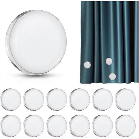 Lot de 12 poids magnétiques puissants pour rideau de douche, ronds et blancs, empêchant le rideau de s'envoler. (1/5)