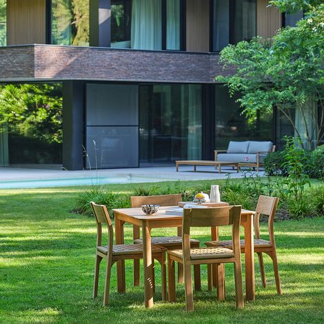 Salon de jardin en teck et rotin 4 personnes (1/5)